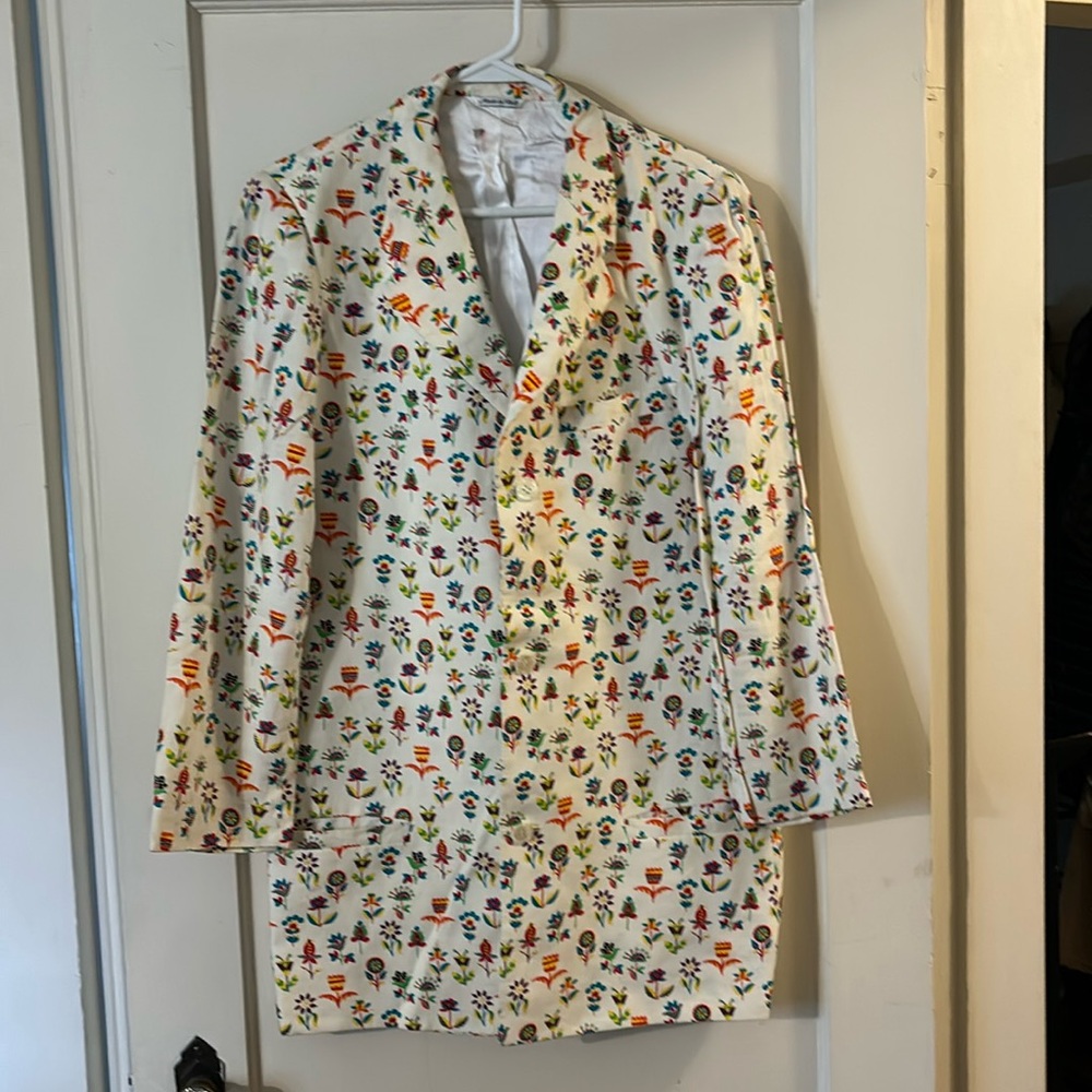 Vintage VERSUS by Gianna Versace Floral 100% Linen blazer, size 10.
